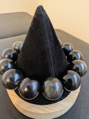 Black Beaded Women’s Stretch Bracelet - Elegant Black Beads